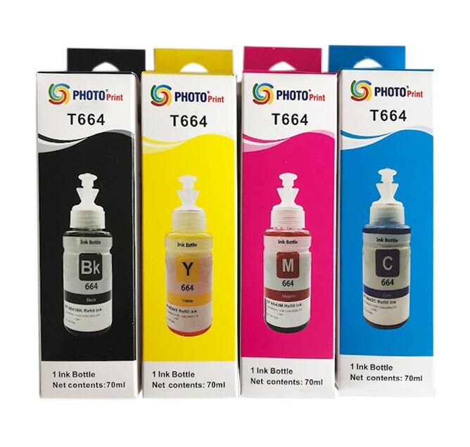 Epson 664 T6641 L210 Uyumlu 4 Renk İthal Muadil Mürekkep Seti 4 X 70 ML