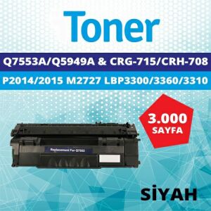 Canon İ-Sensys LBP-3300 CRG-708 Chipli İthal Muadil Toner 3.000 Sayfa