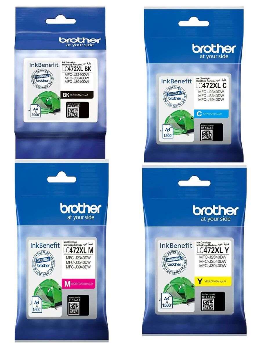 Brother MFC-J3940DW LC472XL 4 Renk Orijinal  Kartuş Seti  Siyah 3000 Sayfa Renkliler 1500 Sayfa