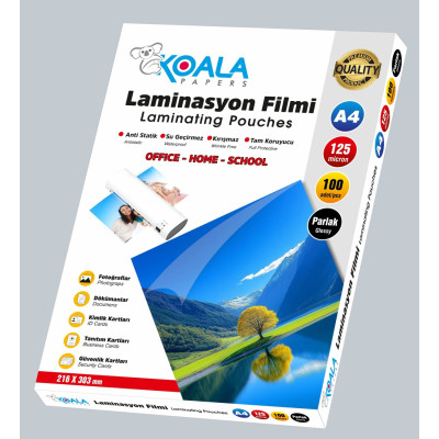 Koala125 Micron A4 Parlak Laminasyon Filmi 216 x 303 100’LÜ