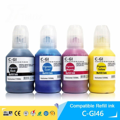 Canon GI-46 GX6040 1 Set 4 Renk İthal Muadil Pigmentli Mürekkep Seti  Siyah 170 ML - Renkliler 135 ML