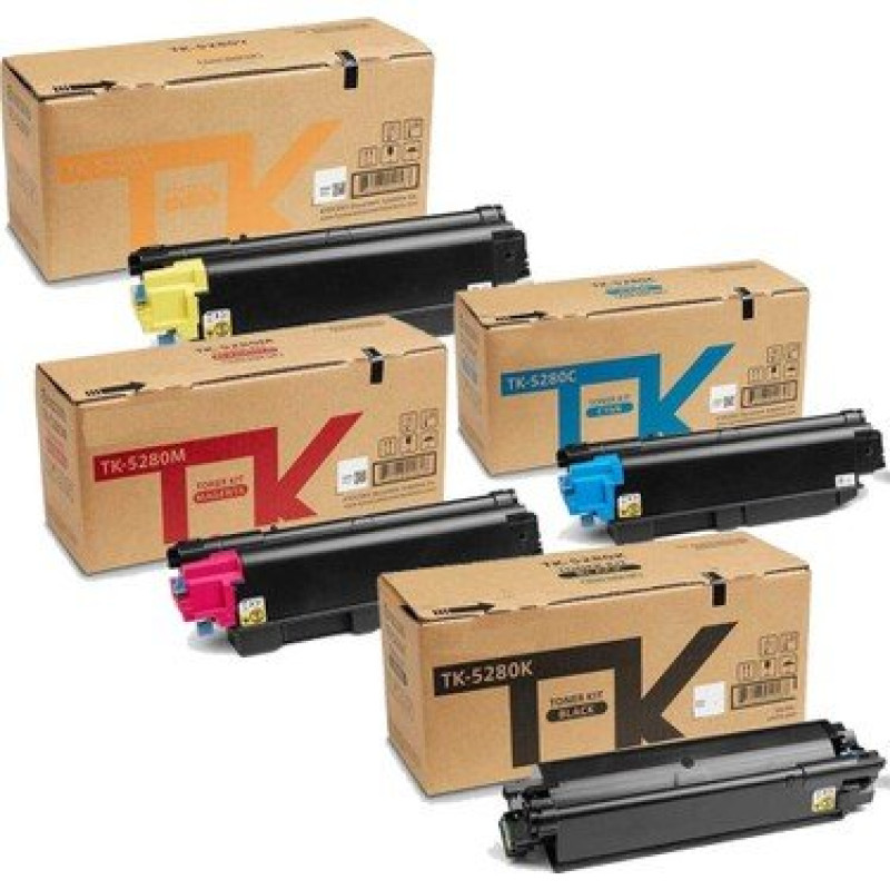 Kyocera Ecosys P6235cdn TK-5280 Chipli 4 Renk İthal Muadil Toner Seti - Siyah 13.000 Sayfa / Renkliler 11.000 Sayfa