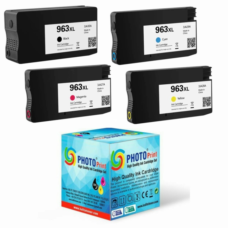 Photo Print 9019 All-in-One 963XL-967XL 4 Renk Muadil Kartuş Set 1.600 Sayfa