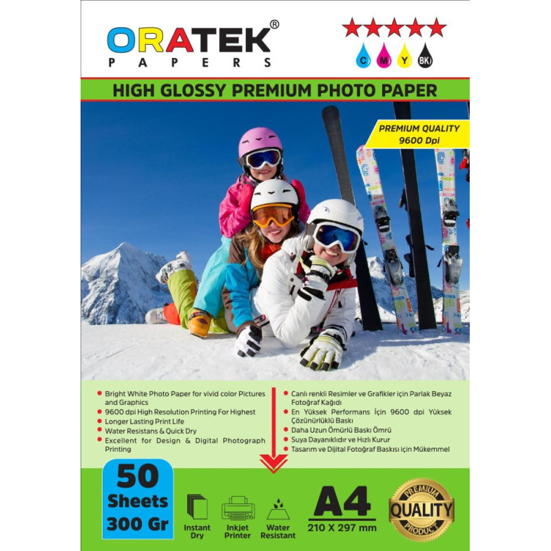 Canon Maxify GX3092  Fotoğraf Kağıdı A4 Premium Parlak 300 gr.50 Adet