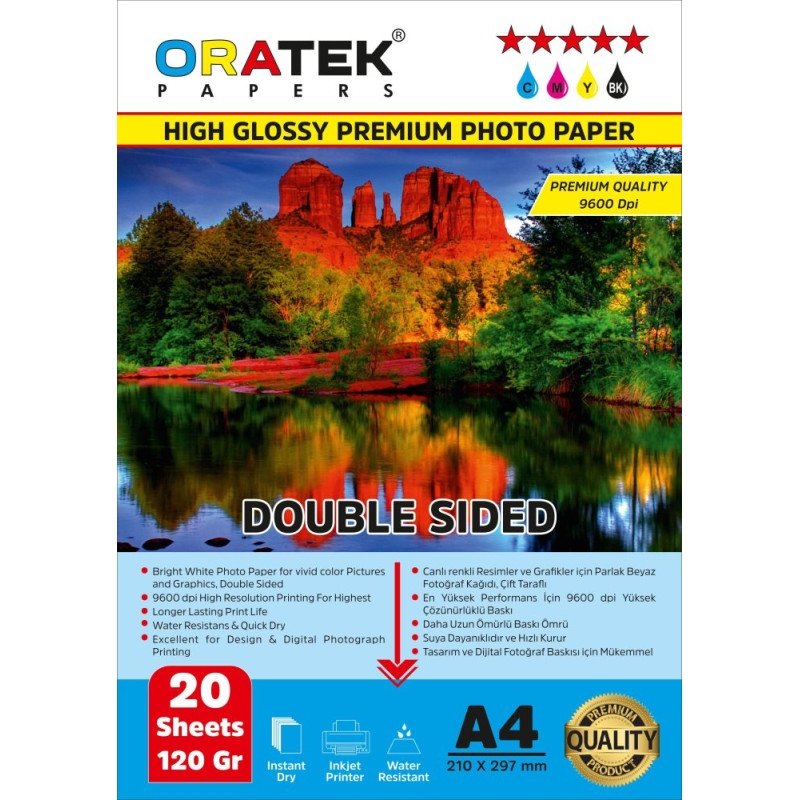Epson L3560 Fotoğraf Kağıdı A4 Premium Parlak Çift Taraflı 120 gr 20 Adet