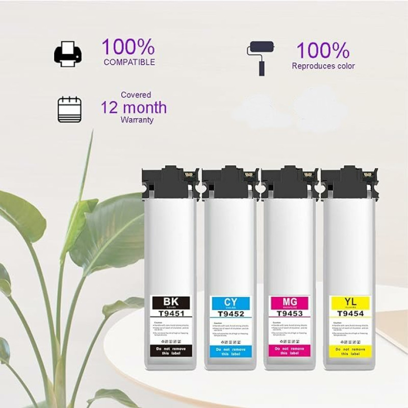 Epson Workforce Pro WF-C5710DWF T9451-T9452-T9453-T9454 100 ml X 4 Renk Muadil Kartuş Takım 5K  5.000 Sayfa