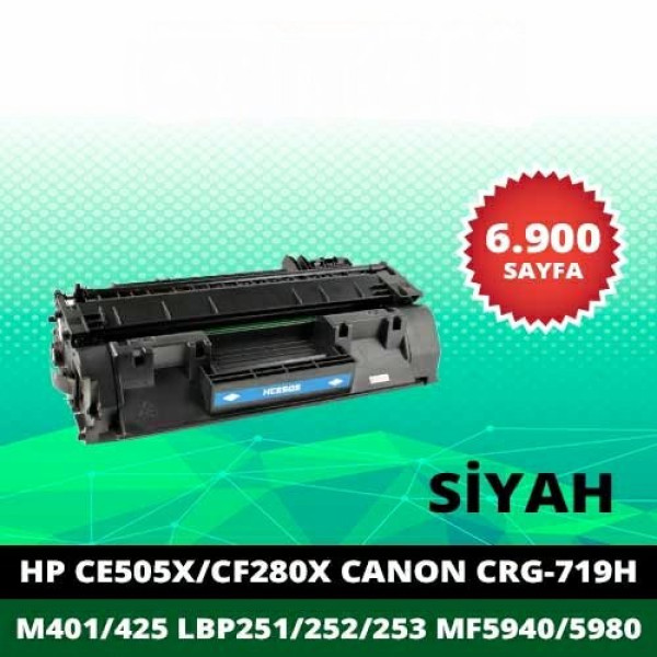Canon İ-Sensys LBP6680X  719H siyah İthal Muadil Toner 6.900 Sayfa