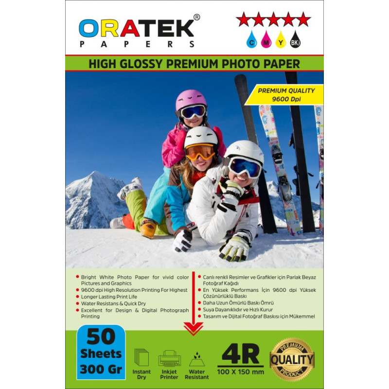 Canon GI-490 G4400 Evertday Premium Parlak 10x15cm Fotoğraf kağıdı 300 gr. 50 Adet