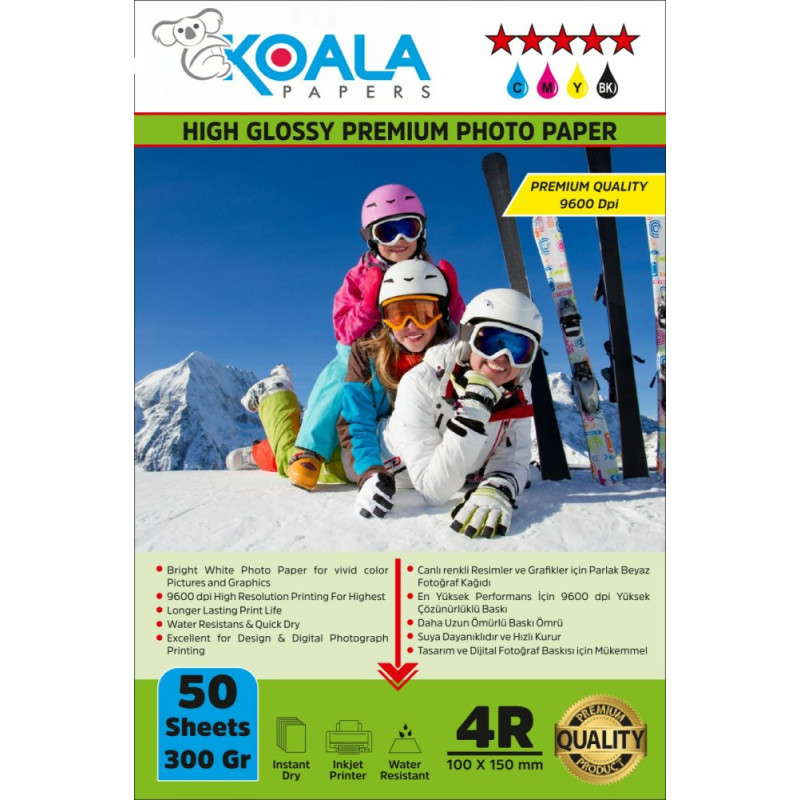 EpsonT664/6641 L486 Evertday Premium Parlak 10x15cm Fotoğraf kağıdı 300 gr. 50 Adet