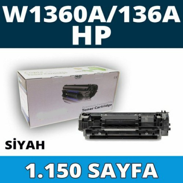 Hp 136A W1360A CHİPSİZ Siyah İthal Muadil Toner  1.150 Sayfa