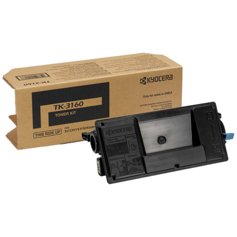 Kyocera Ecosys P3045dn TK-3160 Chipli Siyah İthal Muadil Toner 12.500 Sayfa