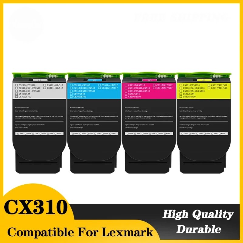 Lexmark CX310N CX310/410 Chipli BK-C-M-Y 4 Renk  İthal Muadil Toner Seti 2.500 Sayfa