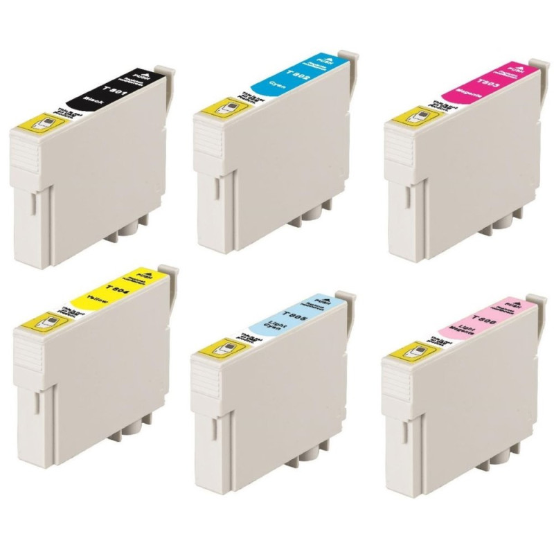 Epson PX800FW  T0801-T0802-T0803-T0804-T0805-T0806  6 Renk Muadil Kartuş Seti 500 sayfa