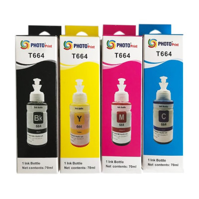 Epson ECOPRINTER L200  Uyumlu 4 Renk Muadil Mürekkep Seti 4 X 70 ML