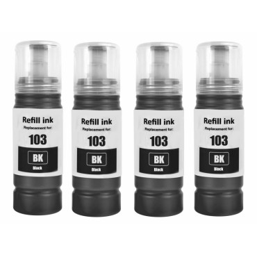 Epson 103 L3256 Uyumlu 4 Adet Siyah Muadil Mürekkep 70ml