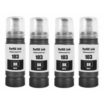 Epson 103 L3260 Uyumlu 4 Adet Siyah Muadil Mürekkep 70ml