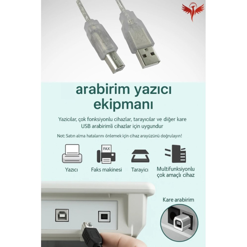 Canon GI-490 G2400 1.5 Metre Yazıcı Kablosu - USB A To B Printer Cable | Tüm Markalara Uyumludur. 1.5mt