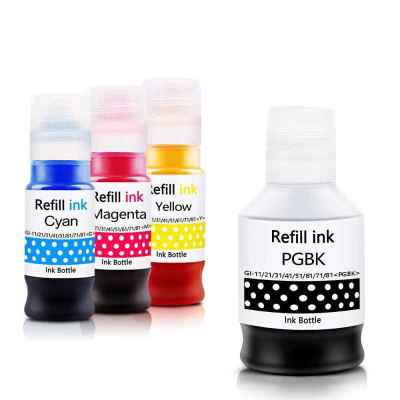 Canon Pixma G2470 GI-41/GI41 4 Renk Muadil Mürekkep Seti - Siyah 170 ML- Renkliler 70 ML