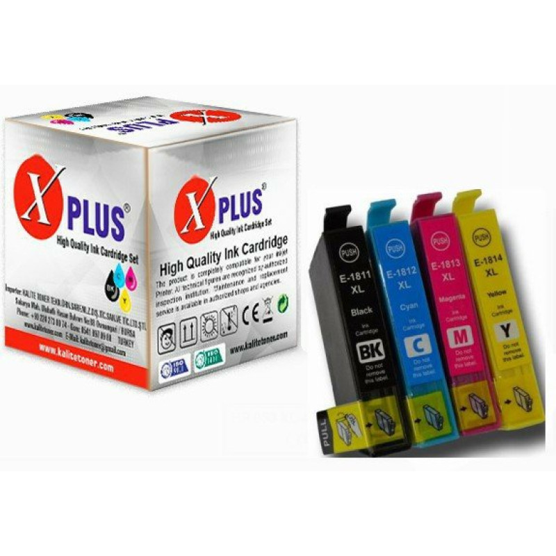 XPlus® Epson Expression Home  T1811-1814XL Muadil Kartuş Set 4 Renk Takım