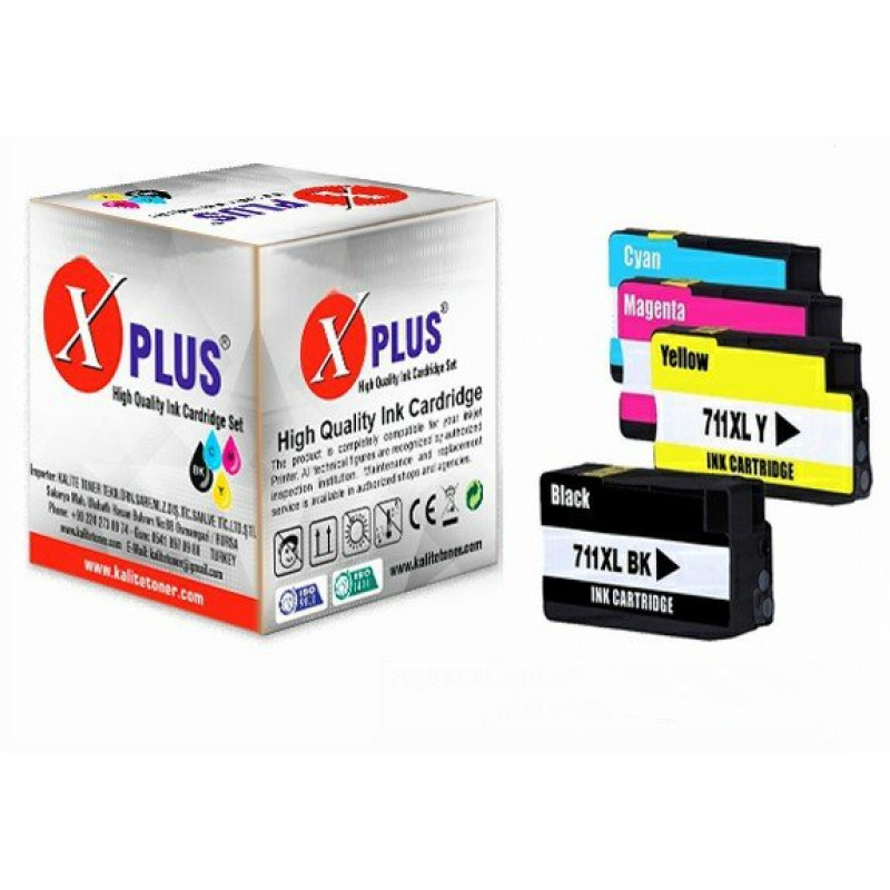 XPlus® 711XL Designjet T520  Uyumlu 4 Renk Muadil Kartuş Seti 2000 sayfa