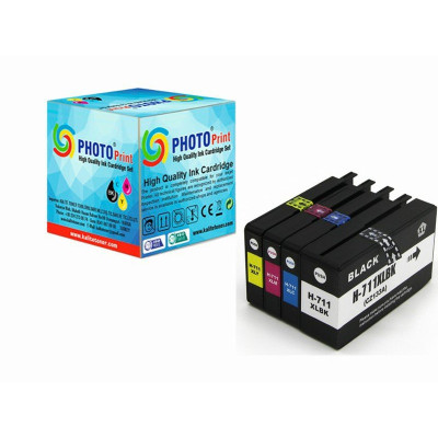 Photo Print® 711XL Designjet T520  Uyumlu 4 Renk Muadil Kartuş Seti 2000 sayfa
