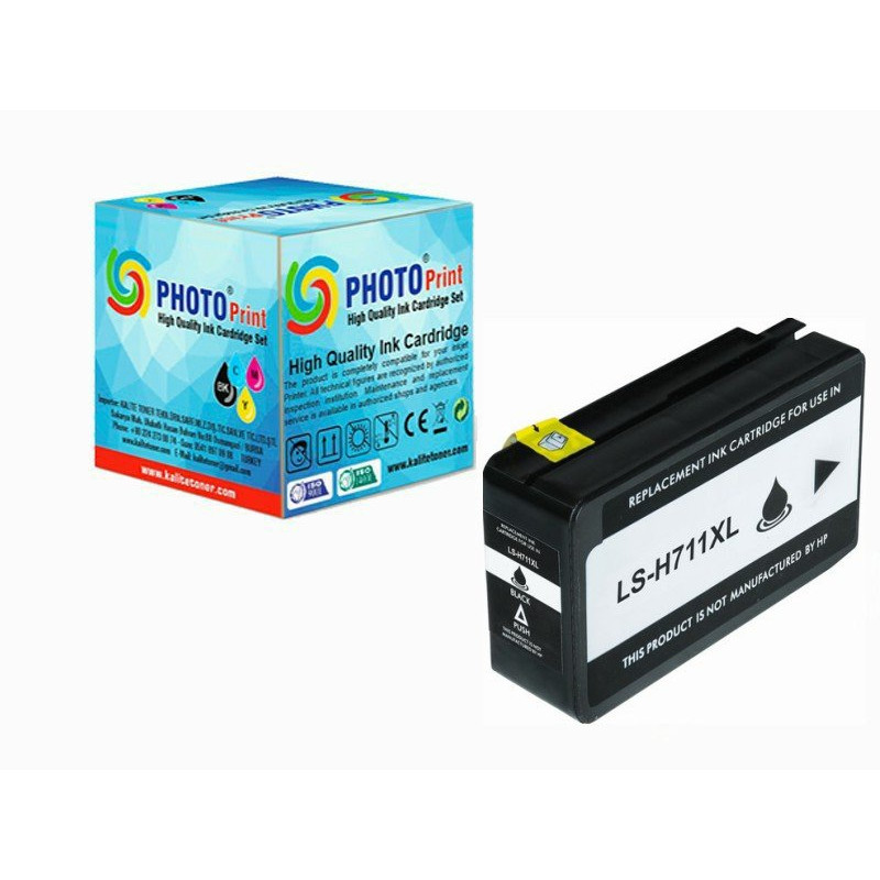 Photo Print® 711XL Siyah CZ133A Hp Designjet T120 / T520 Muadil Kartuş 2000 sayfa