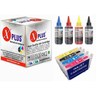 XPlus® Stylus DX8450 T0711-T0714 Muadil Kolay Dolan Kartuş + 4 x100 ml Renk Mürekkep Seti 500 sayfa
