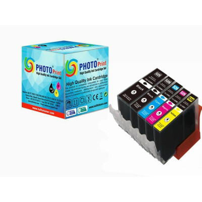 Photo Print®  Pixma MG5350  Kartuş Set 5 Renk Takım Muadil Yüksek Kapasite 525XL-526XL 500 sayfa