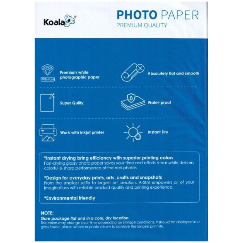 Epson 103 L3211 ile uyumlu Yapışkanlı Adhesive Sticker Premium Parlak  A4 Fotoğraf kağıdı 150 gr. 20 Adet