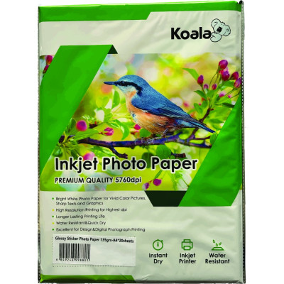 Epson 103 L3150 ile uyumlu Yapışkanlı Adhesive Sticker Premium Parlak  A4 Fotoğraf kağıdı 135 gr. 20 Adet