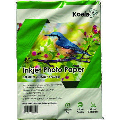 Epson 115 L8180 ile uyumlu Yapışkanlı Adhesive Sticker Premium Parlak  A4 Fotoğraf kağıdı 135 gr. 50 Adet