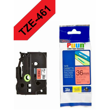 Brother P-Touch TZe-461 36mm Kırmızı üzerine Siyah Laminasyonlu İthal Muadil Etiket (TZe Tape)